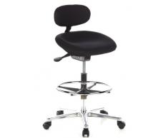 hjh OFFICE 608300 Arbeitsstuhl Drehstuhl WORK MF Stoff Schwarz Stehhilfe Drehhocker mit Lehne & Fußstütze, Sitz neigbar & höhenverstellbar