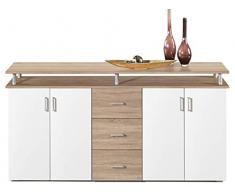 möbelando Highboard Kommode Standschrank Sideboard Anrichte Beistellschrank Lyndy I Sonoma-Eiche/Weiß