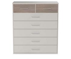 Wimex Kommode/ Schubladenkommode Click, 7 Schubladen, (B/H/T) 103 x 91 x 40 cm, Weiß/ Absetzung Eiche Sägegrau