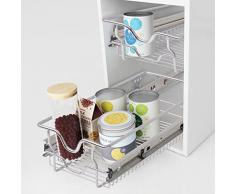 GJEFEGS vidaXL Einbauschublade Korbauszug 2 Stück Silber 30 cm Breite