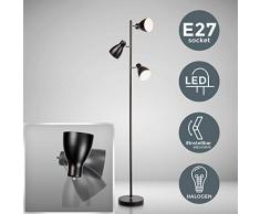 B.K.Licht I schwenkbare Stehlampe | E27 Fassung max. 25W | 3-flammig | Retro Metall Stehleuchte | Schwarz-Weiß | Höhe: 166cm | ohne Leuchtmittel