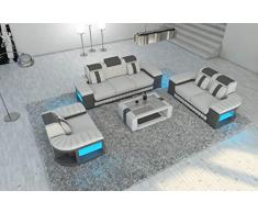 Sofa Dreams Leder Couchgarnitur 321 Bellagio Weiss-grau