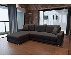 lifestyle4living Ecksofa mit Schlaffunktion und Bettkasten in Braun, Webstoff, Federkernpolsterung, Ottomane Links o. rechts montierbar | Gemütliches, modernens L-Sofa