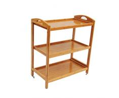 Zhuowei Küchenwagen Bambus Rollwagen, Dreistufige Rack Mit Bremse Regal Küchenregal Rollwagen It Rollen Braun Für Küche Gemüse Deko Badrollwagen Weihnachtsdekoration Present,Figure2