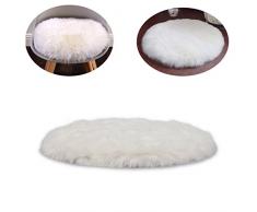 HLZDH Faux Lammfell Schaffell Teppich Kunstfell Dekofell in Super Weich Lammfellimitat Teppich Longhair Fell Optik Nachahmung Wolle Bettvorleger Sofa Matte (Rundes Weiß, 60 X 60 cm)