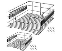 2x Deuba Teleskopschublade Küchenschublade 50cm Schrankbreite Korbauszug Schrankauszug Werkstattschublade