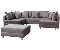 Küchen-Preisbombe Wohnlandschaft Sofa Couch Ecksofa Eckcouch in Gewebestoff hellgrau Minsk XXL