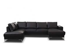 Küchen-Preisbombe TOP Sofa Couch Ecksofa Eckcouch Wohnlandschaft in Kunstleder schwarz- SILVIO XXL