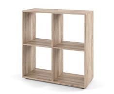 Vicco Bücherregal Tetra 4 Fächer Raumteiler Standregal Aktenregal Aufbewahrung (Sonoma Eiche)