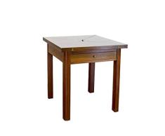 Antiker Karten-Spieltisch um 1930 aus Nussbaum | Beistelltisch Tisch | aufklappbar 2 Schubladen 70x75x70 cm (9633)