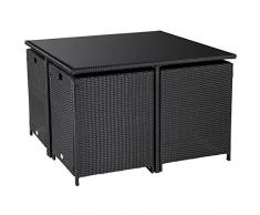 Ultranatura Poly-Rattan Lounge-Set, Palma-Serie 5-teilig / Tisch + 4 Sessel inklusiv Auflagen