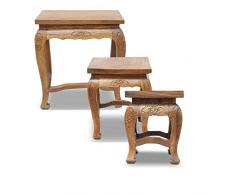 Oriental Galerie Opium Hocker Tisch Holzhocker Beistelltisch Nachttisch Blumenhocker Eckig Akazien Holz Barock Massiv, Farbe:Braun, Größe:ca. 21 cm x 21 cm x 30 cm (LBH)