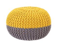 Festnight Handgestrickter Pouf Anthrazit und Senf 50 x 35 cm Baumwolle Strickpouf Sitzpouf Sitzpuff Sitzhocker Fußhocker