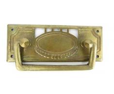 Clever-Deko Beschlag Messing Griffbeschlag Schrankgriff Schrank Schublade Schranktür Messing waagerecht mit Griff Sekretär brüniert Jugendstil Gründerzeit