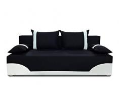 Bettsofa Schlafsofa Sofa Dario - Klappsofa mit Schlaffunktion und Bettkasten, Schlafcouch, Couch, Couchgarnitur, Sofagarnitur (Schwarz + Weiß (Neo 15 + Dolaro 511))