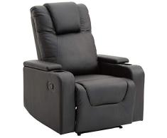 HOMCOM Relaxsessel Fernsehsessel Couch-Sessel Liegesessel mit 2 Getränkehalter Schwarz L85 × B98 × H103 cm