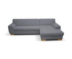 DOMO collection Ferro Ecksofa/Eckcouch L-Form, Federkern Eck Sofa mit Holzfüßen, grau, 278/155/77 cm