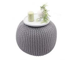 Mendler Pouf HWC-E16, Strickhocker Sitzhocker Strickpouf, Strickoptik 40x50cm ~ grau