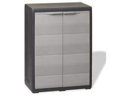 Festnight Standschrank mit 1 Regal Schwarz und Grau