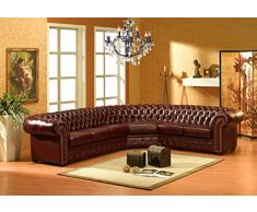 Mapo Möbel Chesterfield-L-braun Ledersofa Ecksofa Eckcouch