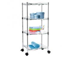 casa pura® Rollwagen Luna mit 4 Böden aus Sicherheitsglas | Badrollwagen | Servierwagen | Beistellwagen | 40x30x89cm