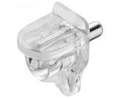 Gedotec Glas-Bodenträger 3 mm Regal-Bodenträger - H10347 | Halterung Stahl - Kunststoff transparent | Tablarträger für Holz und Glas | MADE IN GERMANY | 100 Stück - Fachboden-Träger für Holz & Glas