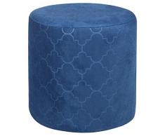 IDIMEX Sitzhocker ORELANS runder Pouf Hocker Polsterhocker mit Samt Stoff Fußbank Fußhocker in blau