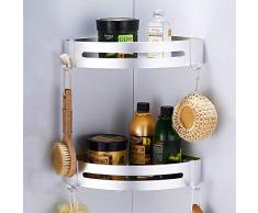 CROSOFMI Duschregal Duschablage Ohne Bohren für Bad Küche Organizer Eckablage Duschkorb Aluminium (Dreieck, Silber,2 Packungen)