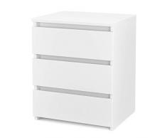 Homfa Nachttisch Nachttschrank Nachtkommode Kommode Nachtkonsole Schubladenkommode Schrank mit 3 Schubladen Holz weiß 45x38x55cm