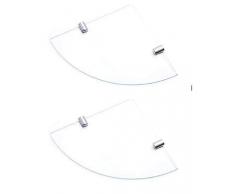 Eckregal aus gehärtetem Glas, 200 mm, 6 mm dick, für Badezimmer, Schlafzimmer, Büro, mit Chrom-Finish, 2 Stück