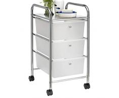 IDIMEX Badregal Rollwagen Rollcontainer GINA, mit 3 transparenten Schubladen und Metallgestell verchromt