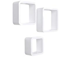 SONGMICS Wandregal Cube Regal 3er Set Würfelregale Bücherregal Hängeregal, Belastbarkeit 15 kg, Weiß LWS104