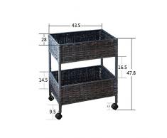 GYP Rattan Regale, praktische Rattan Kreative Küche Wohnzimmer Balkon Mehrere Ebenen Platzierung Lagerung Rack Landung Regal Wasserdicht und Schimmel Hand Made 43.5cm * 47.5 / 85cm kaufen ( Farbe : B , größe : 47.5CM )