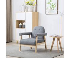 Tidyard Sessel Stoff Hellgrau Sofa Designer-Sofa aus Stoff Gepolsterte Sofa-Couch