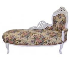 Casa Padrino Barock Chaiselongue Blumenmuster/Antik Weiß - Möbel Lounge Liege Recamiere
