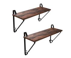 VASAGLE Wandregal in 2er-Set im Industrie-Design, großes Schweberegal, stabiles Hängeregal, Wandboard für Wohnzimmer, Schlafzimmer, Flur, 60 x 32 x 20 cm (B x H x T) Vintage LCR01BX