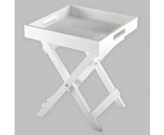 Clic-And-Get Butlers Tray Mini Tablett Klapp Tisch Klapptisch Holz 30cm Serviertisch Beistelltisch (Weiß)