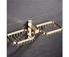 JALAL Bad Seifenhalter, Seifenkorb Wandmontage kein Bohren Aluminium Bad-Zubehör Geeignet für Home Küche Dusche Veranstalter, Gold