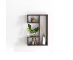 JH Wand-Lagerregal Nordisches Massivholz weiße Eiche L kreative Regal, Bücherregal, Blumenregal, Schlafzimmer Dekoration japanischen Stil (Farbe : B, größe : 60 * 15 * 40cm)