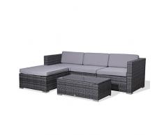 SVITA Poly Rattan Lounge California Gartenset Sofa Garnitur Polyrattan Gartenmöbel Farbwahl (Grau)