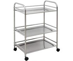EYEPOWER Edelstahl Küchenwagen 3 Etagen 60x35x77 cm Servierwagen Bad-Rollwagen