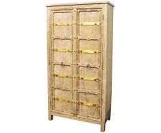 Orientalischer grosser Schrank Kleiderschrank Bilel 185cm hoch | Marokkanischer Vintage Dielenschrank schmal | Orientalische Schränke aus Holz massiv für den Flur, Schlafzimmer, Wohnzimmer oder Bad