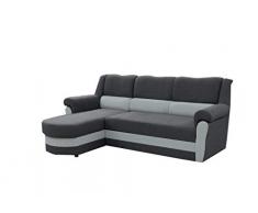 mb-moebel kleines Ecksofa Sofa Eckcouch Couch mit Schlaffunktion und Bettkasten Ottomane L-Form Schlafsofa Bettsofa Polstergarnitur Cannes (Grau, Ecksofa Links)