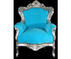 Casa Padrino Barock Sessel King Türkis/Silber Thron Tron Königstron