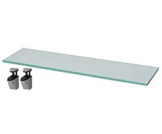Peko Glasregal, 60 cm lang, 18 cm breit, mit verchromten Wandhalterungen