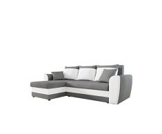 Mirjan24 Ecksofa Domo, Eckcouch Couch mit Schlaffunktion, Bettkasten, L-Form Sofa! Farbauswahl, Bettfunktion! Wohnlandschaft! Seite Universal! (Alova 36 + Soft 017)