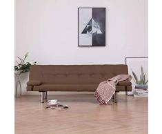 Festnight Schlafsofa mit 2 Kissen Sofabett Sofa mit Bettfunktion Klappbar Schlafcouch Couch Couchgarnitur Sofagarnitur Wohnzimmer Braun Polyester