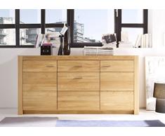 lifestyle4living Kommode, Sideboard, Anrichte, Highboard, Wohnzimmerkommode, Flurkommode, Schubladenkommode, Schubkastenkommode, Asteiche, massiv, teilmassiv, geölt
