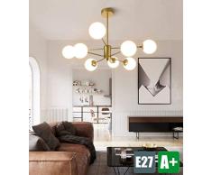 Modern Kronleuchter Magic Bean Wohnzimmer Pendelleuchte Glas Kugel Hängelampe E27 Lampe Metal Weiß Molekül Lampenschirm Hängeleuchte Büro Küche Schlafzimmer Esszimmer Lüster Leuchte,Gold,E27X8