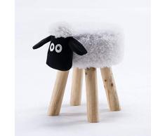 THC Living Tierhocker klein Stoff Holzbeine Deko Hocker Kinderhocker Wilde Tiere Kinder Hocker Wild Animals (Schaf)